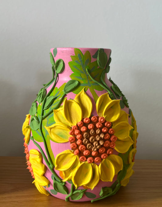 Bright Pink - Sunflower - Decorative Vase